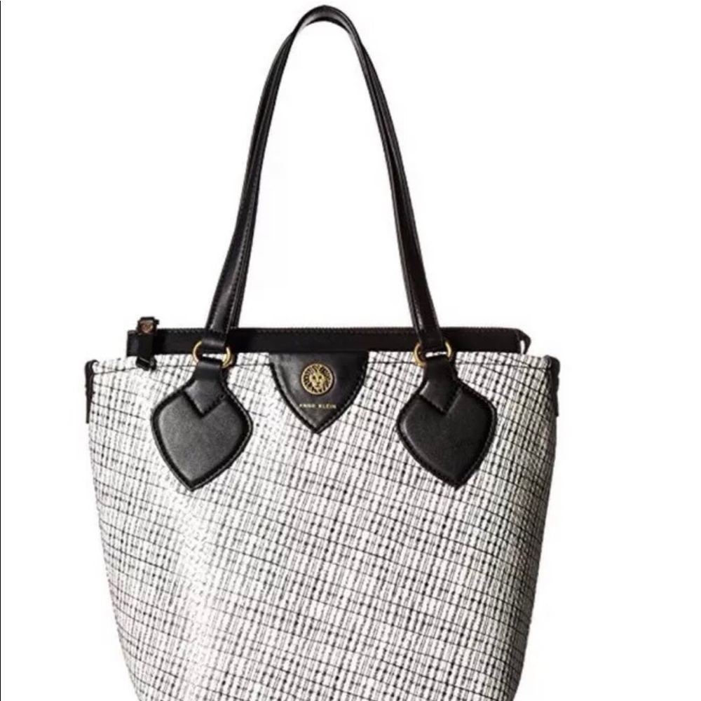 ANNE KLEIN STRAIGHTUP SMALL BLACK SNAKE PRINT TOTE